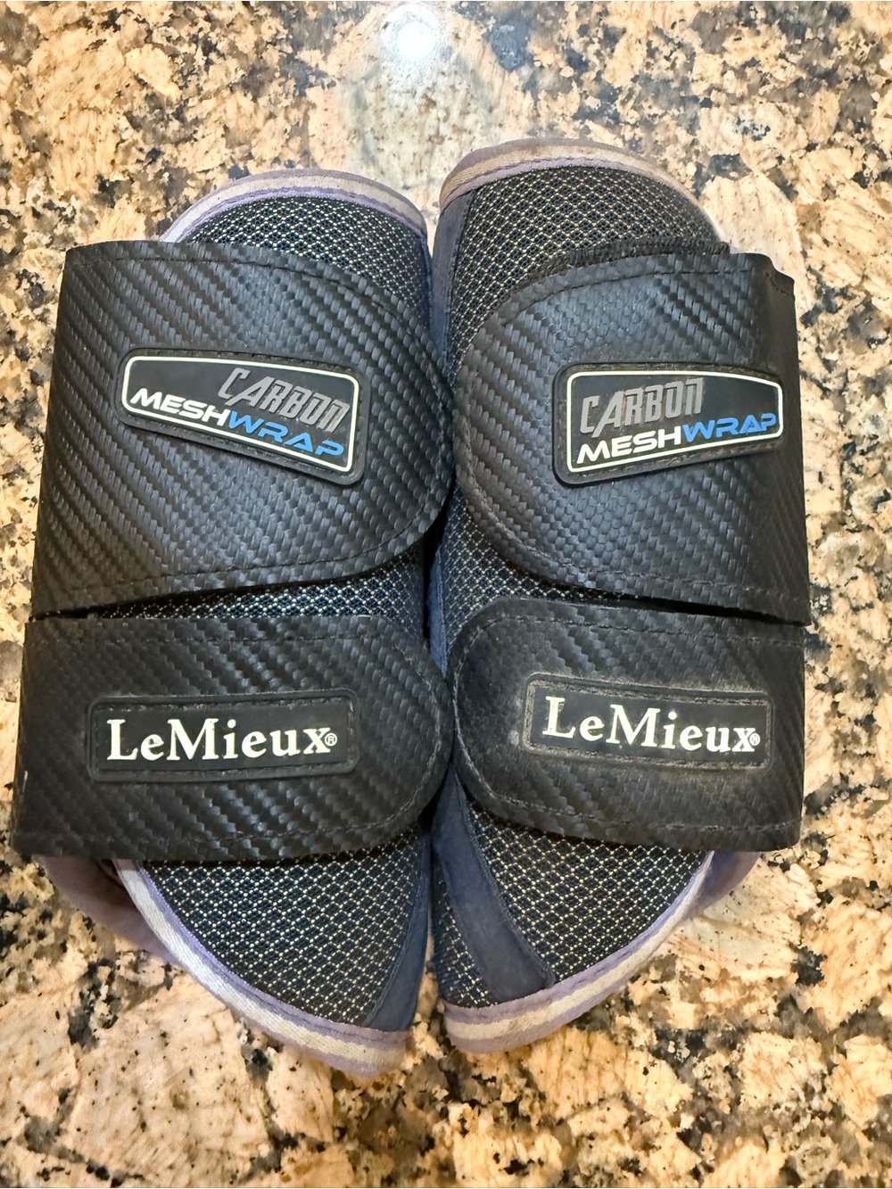 LeMieux Carbon MeshWrap Horse Boots - Black with Purple Trim size S